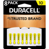 Duracell Hearing Aid Batteries with Easy-Fit Tab, Size 10, 8 Pack