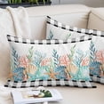 thumbnail image 2 of Coastal Corals Shells Pillow Covers King, Ocean Marine Life Sstarfish Black Plaid Soft Brushed Microfiber Breathable Throw Pillow Covers, Pillowcase with Zipper for Couch Sofa Bedroom 20"x36", 2 of 9