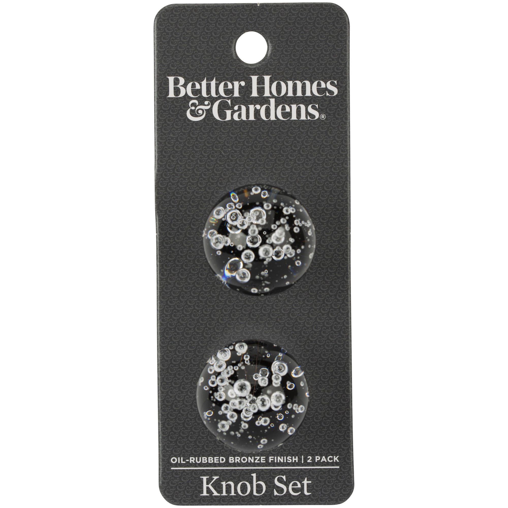 (2 pack) Better Homes & Gardens 1-3/16" (30mm) Clear Glass Bubble Knob, Oil Rubbed Bronze, 2 Pack