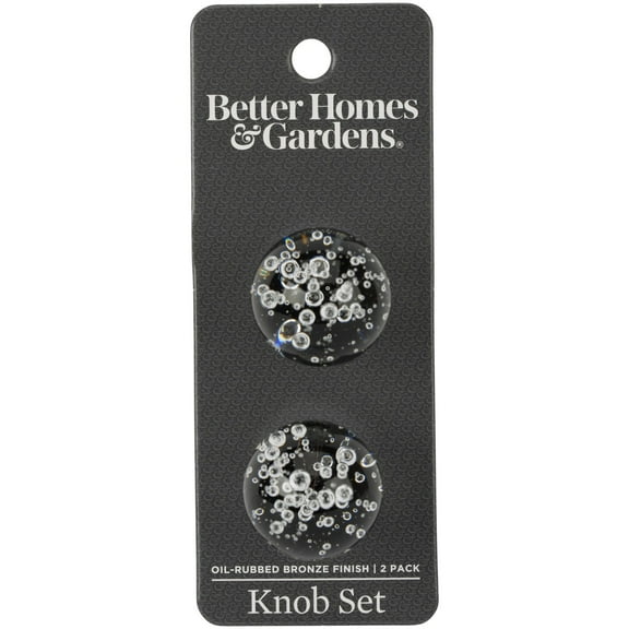 Better Homes & Gardens 1-3/16" (30mm) Clear Glass Bubble Knob, Oil Rubbed Bronze, 2 Pack