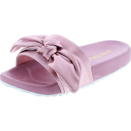 

Liliana Nomi-7 Women Flip Flop Bow Satin Slide Slip On Flat Sandal Shoe Slipper Pink 6.5