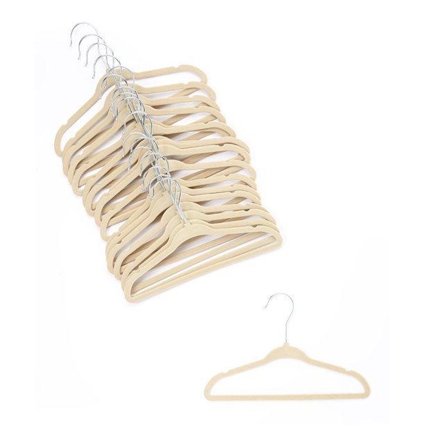 30 PACK Baby Hangers With Clips Velvet Ultra Thin Non Slip Kids Hanger Ivory