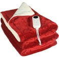 thumbnail image 1 of Couverture Chauffante Électrique, Jeté Chauffant, 50"x60 Pouces en Flanelle Sherpa Réversible, Jeté Électrique à Chauffage Rapide avec 6 Réglages de Chaleur, Arrêt Automatique de 1 à 8 Heures, Lavable à la Machine (Rouge), 1 of 7