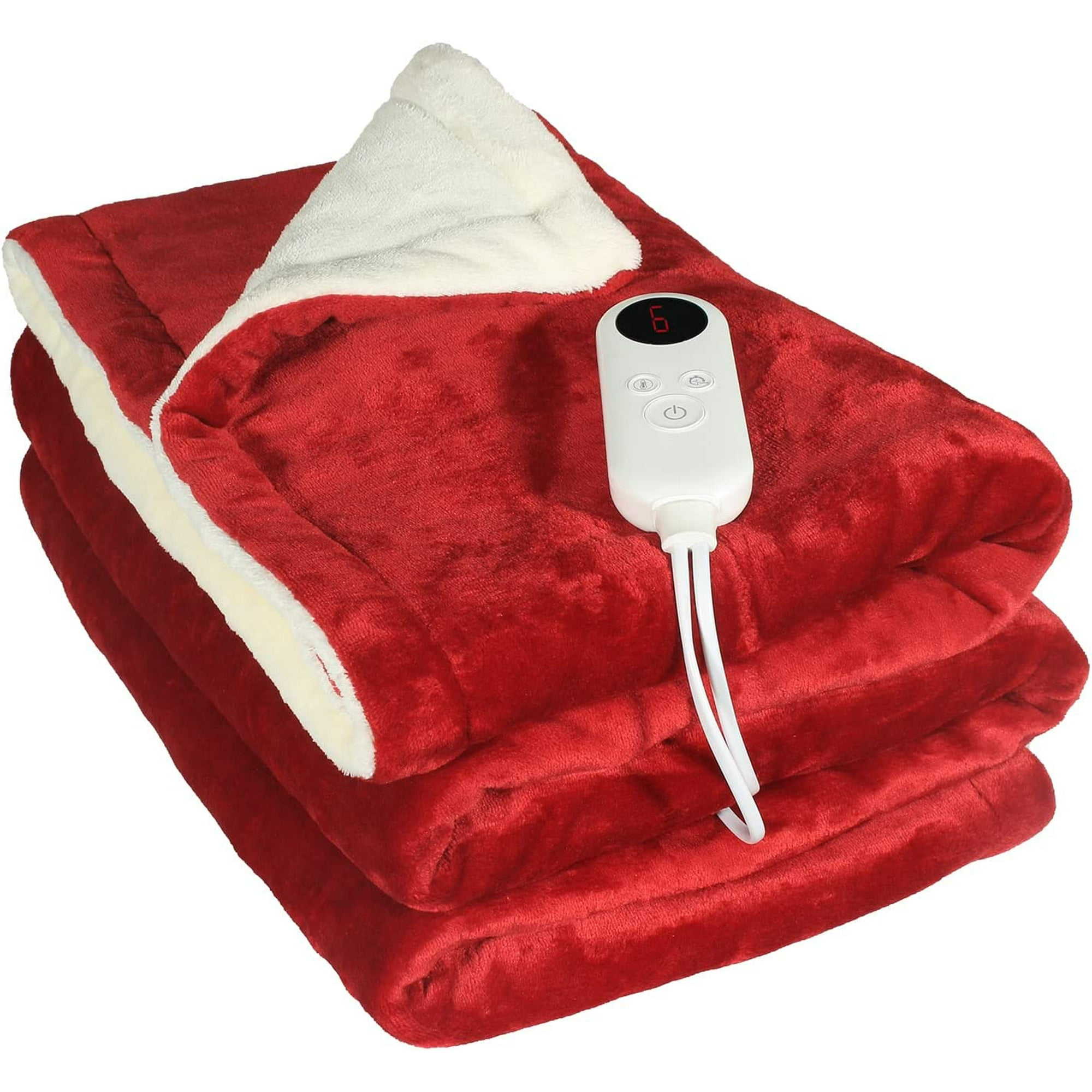 Electric Blanket Heated Throw,50x60 Reversible Flannel Sherpa,Fast  Heating Electric Throw with 6 Heat Setting ,1-8 Hour Auto-Off,Machine  Washable (red) | Walmart Canada