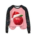 thumbnail image 1 of Pisexur Sweatshirts de Noël pour Femmes Mode Vacances Imprimé Graphique Pomme Rouge Pull Décontracté Manches Longues Col Rond Chandails en Molleton Amples Confortables Automne pour Femmes, 1 of 3