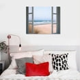 thumbnail image 4 of Shiartex Window Beach Picture Wall Art Window Frame Style Canvas Art Painting Poster Ocean Coastal Landscape Wall Decor Bathroom Living Room Relax Chic Home Decor 20x16 in/16x12 in, 4 of 4