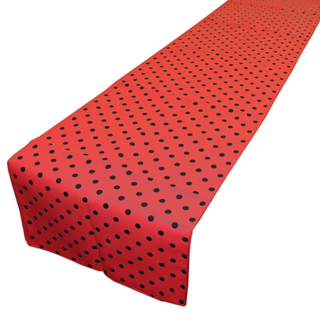 

Cotton Print Table Runner Polka Dots Small Dots Black on Red