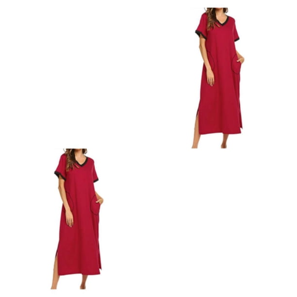 Minnieouse Batas de mujer: favorecedoras y cómodas para el día a día Camisones y camisones de mujer Camisón Manga de dormir rojo XL rojo SG 2Conjunto