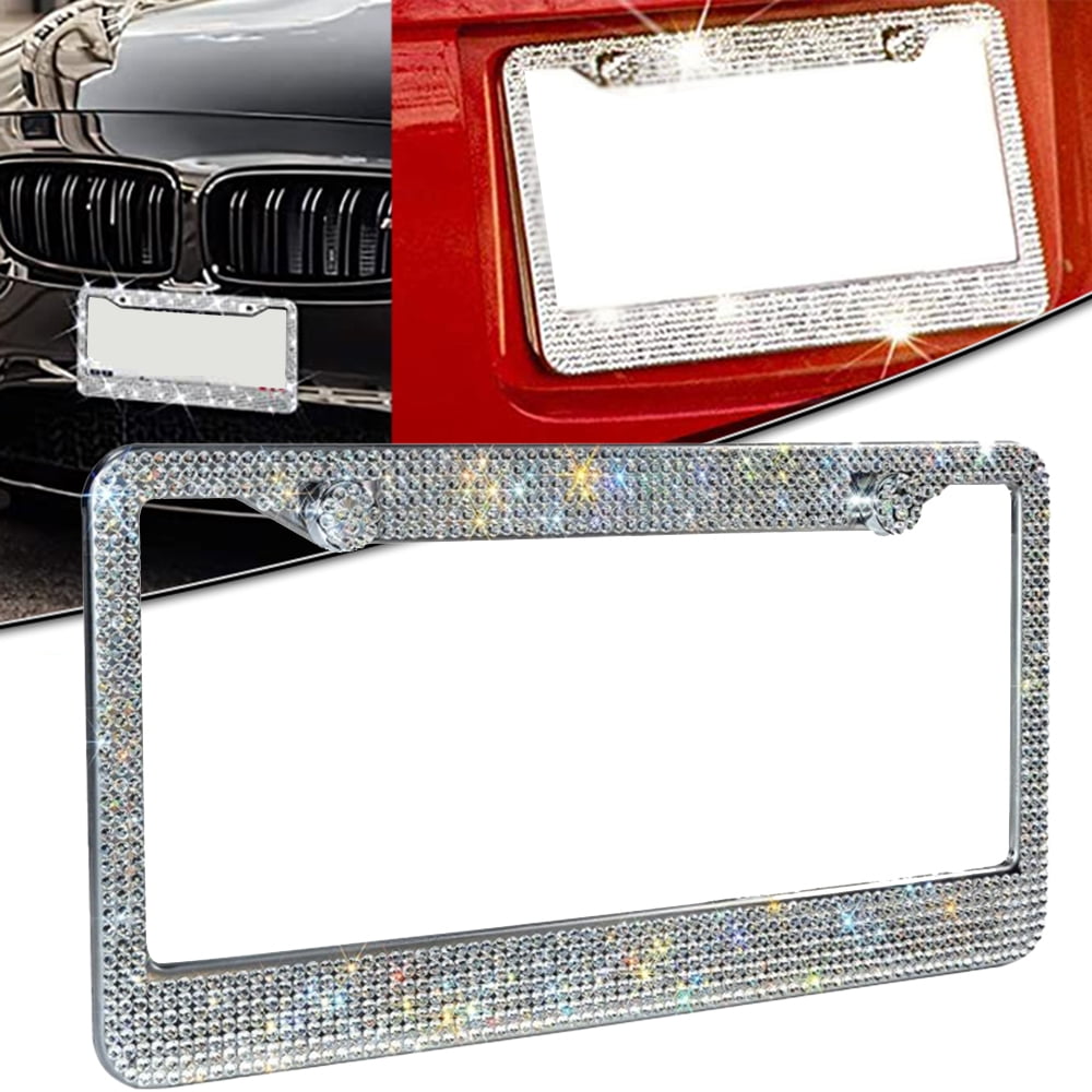 Bling License Plate Frame for Women,2 Pack Premium Stainless Steel