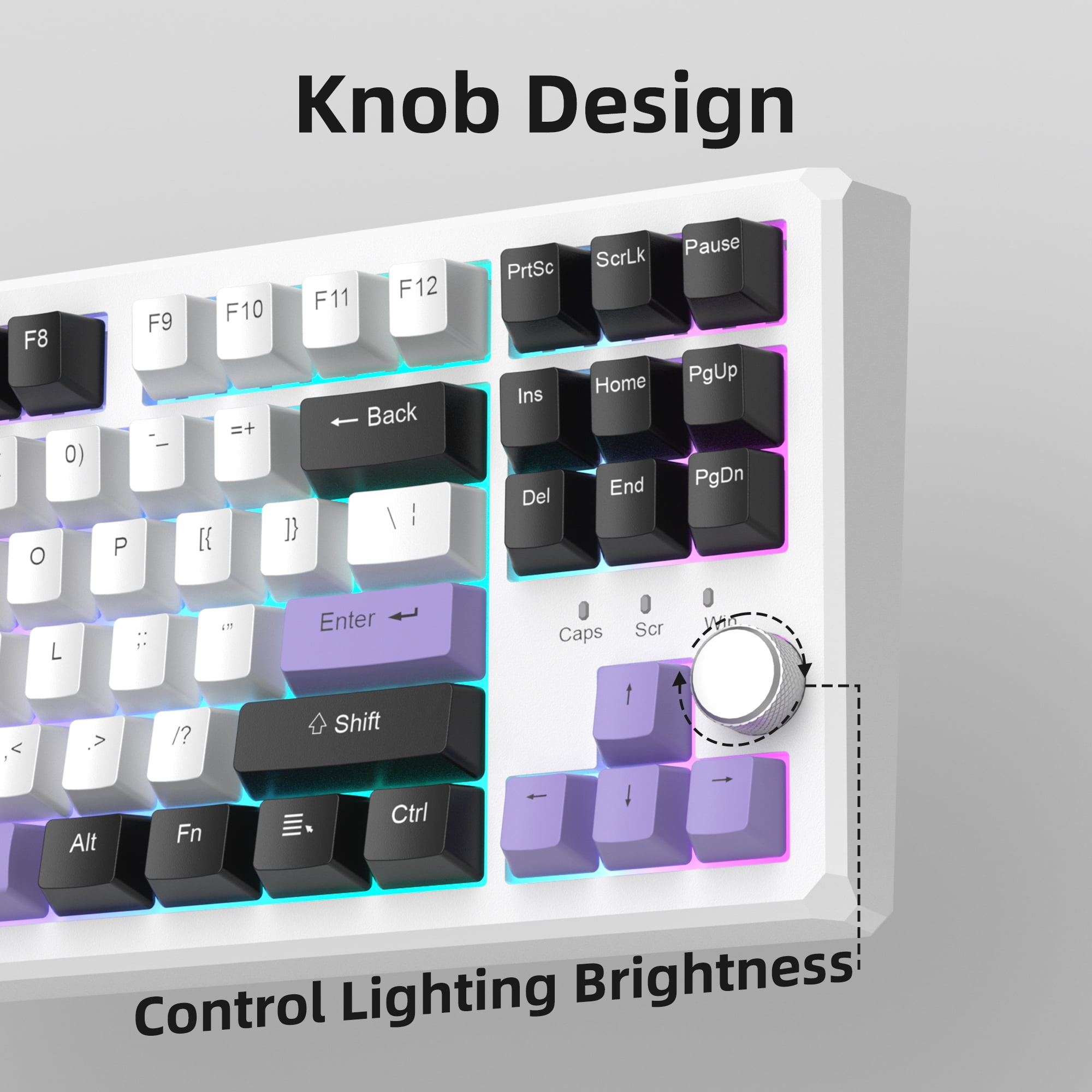 MageGee SKY87 Mechanical Wireless Keyboard Gasket 2.4G/USB/Bluetooth Rgb Pbt Side-Printed Hot Swap Custom Keyboard with Knob