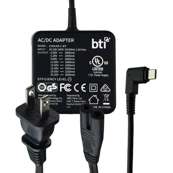BTI 65W USB-C AC Wall Power Adapter (65WUSB-C-BTI) - Black
