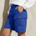 thumbnail image 6 of Cargo Shorts for Women Flat Front Elastic High Waisted Loose Straight Leg Rolled Hem Summer Lounge Travel Shorts S-2XL, 6 of 9