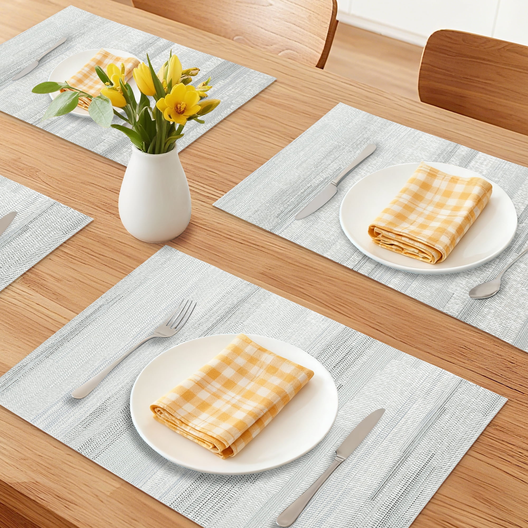 Unique Bargains Kitchen Placemats Set of 6 Plastic Indoor Washable Table Mat Blue