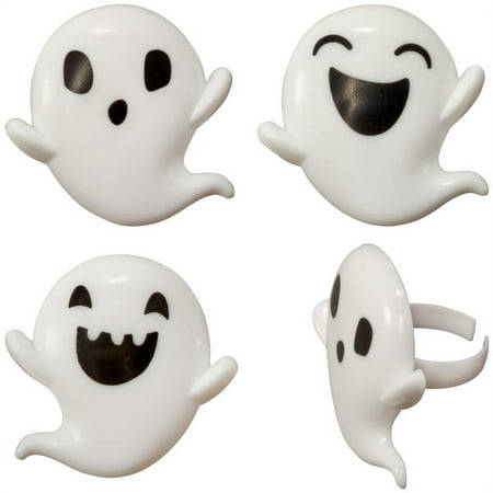 Ghosts Halloween Birthday Cupcake Rings, 12ct