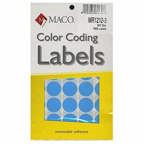 Maco Color Coding Labels (Light Blue) - 3/4 In. Round, Labels Per ...