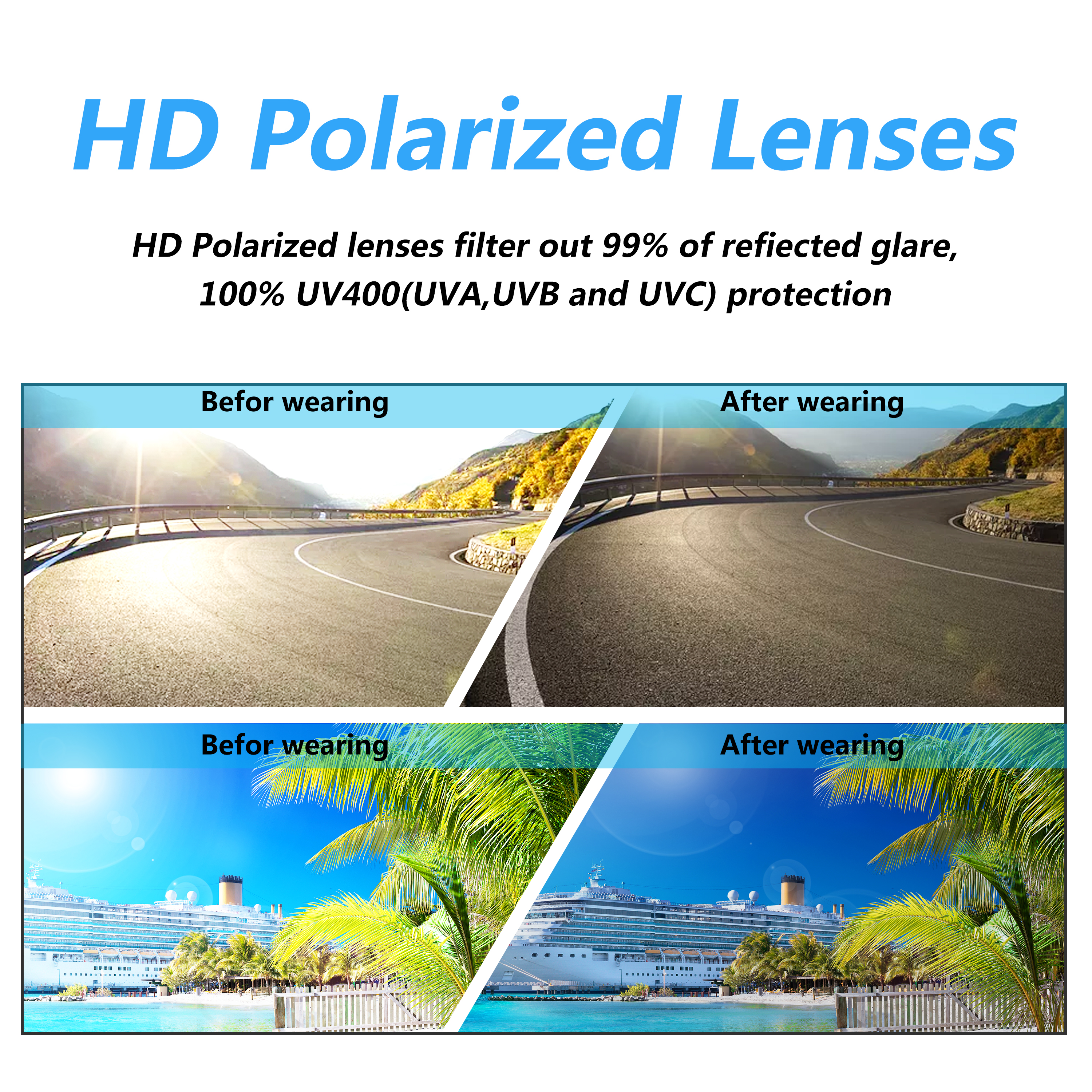 PUKCLAR Polarized Metal Alloy Sport Sunglasses, Black photo 7