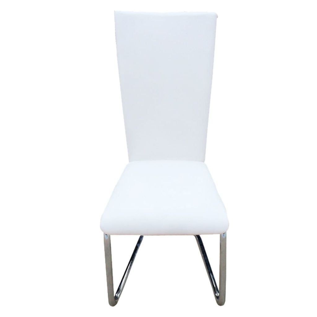 Kepooman Modern Faux Leather Kitchen Chair with Cutout Back, Set of 4, White Kepooman Modern Faux Leather Kitchen Chair with Cutout Back, Set of 4, White
