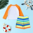 thumbnail image 6 of Younger Tree Toddler Baby Boys Swimsuits Trunk Rashguard Long Sleeve Top Shorts Two Pieces Bathing Suit Swimwear Outfit for 12-18 Months, 6 of 7
