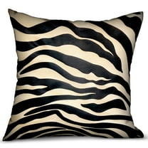 Plutus 26" x 26" Black Zebra Luxury Throw Pillow in Black Animal Motif