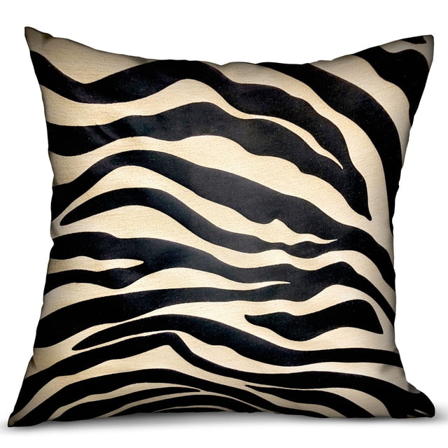 Plutus Black Zebra Black Animal Motif Cojínde lujo de doble cara 20 "x 26" Estándar Plutus PBRA2342-2026-DP