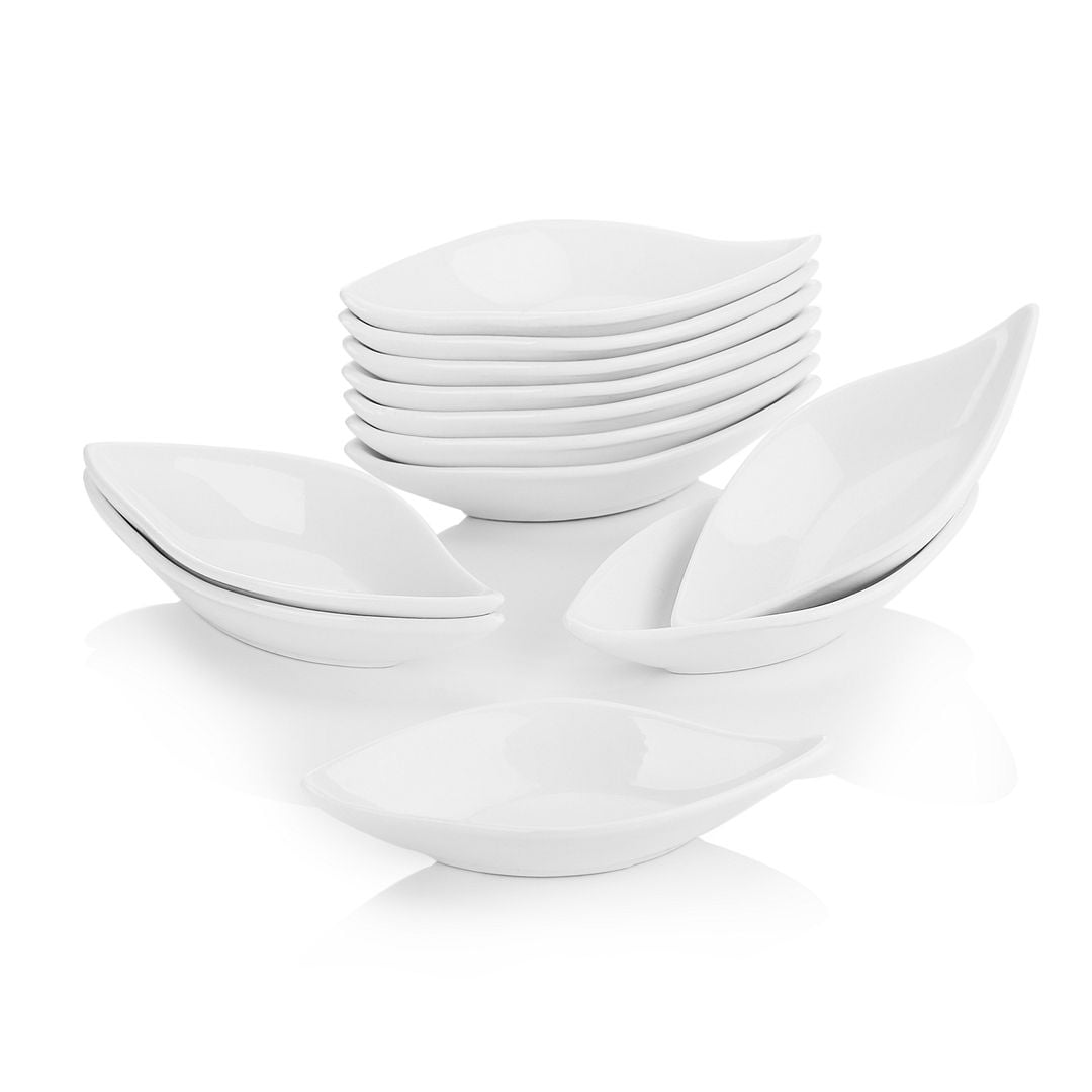 MALACASA, Series Ramekin, 12 pieces Mini Ramekins Ivory White Porcelain