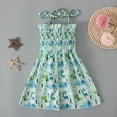 thumbnail image 4 of MXIEZI Little Girls Halter Dresses Toddler Floral Print A-line Dress for 1-5T Kids Spaghetti Strap Sleeveless Dress, 4 of 9