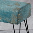 thumbnail image 6 of Home Soft Things Jacquard Chenille Stool Chair Upholstered Footrest Ottoman with Black Metal Legs and Padded Seat, Kasula-Turquoise, 19" x 13" x 17", 6 of 6