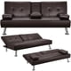 thumbnail image 3 of LuxuryGoods Modern Faux Leather Futon with Cupholders and Pillows, Espresso furniture living room My Lux Decor Round, 3 of 10