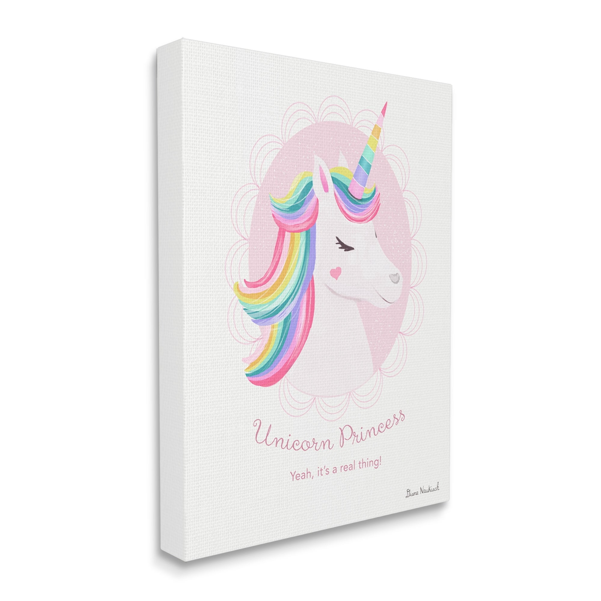 Stupell Industries Unicorn Princess Endearing Unicorn Portrait Fantasy Rainbow Graphic Art Gallery Wrapped Canvas Print Wall Art, Design by Diane Neukirch