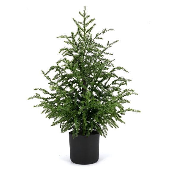 BESTSKY 2Ft Norfolk Pine Artificial Green Christmas Tree 24" Real Touch Potted Decorative Planter Topiary Norfolk Christmas Tree