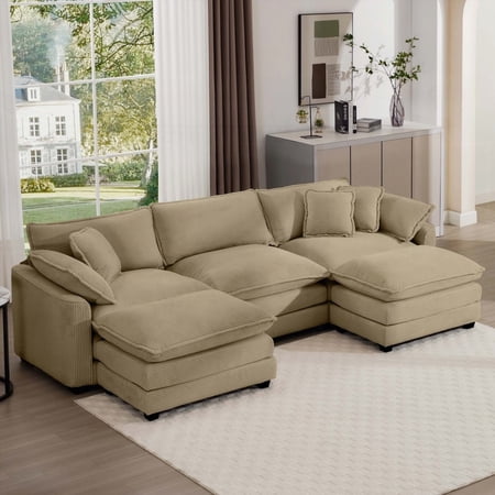 Oversized Modular Cushion Sofa | Tan Corduroy Unrivalled Comfort & Classic Design