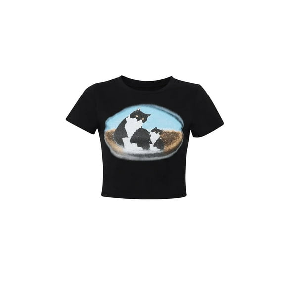 Printed Cotton Crop T-Shirt