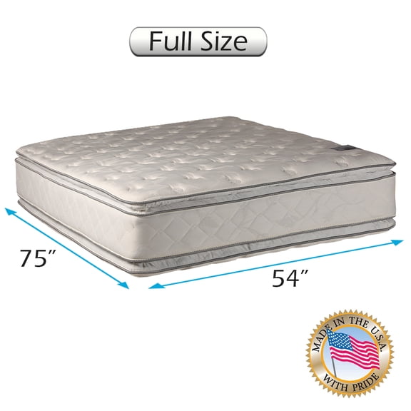 Dream Sleep Gentle Plush 2-Sided PillowTop Mattress Only with Mattress Cover Protector (Full 54"x75"x12") - Fully Assembled, Good for your back, Orthopedic, Long Lasting Comfort by Dream Solutions USA