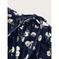 thumbnail image 5 of Navy Blue Floral Print Fit & Flare Mini Dress With Spaghetti Straps And Tie Front, 5 of 8