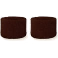 thumbnail image 2 of COUVER 2.5 Inch Solid Terry Cotton Athletic Sweat Wristbands Dark Brown 2 Pairs (Mens), 2 of 7