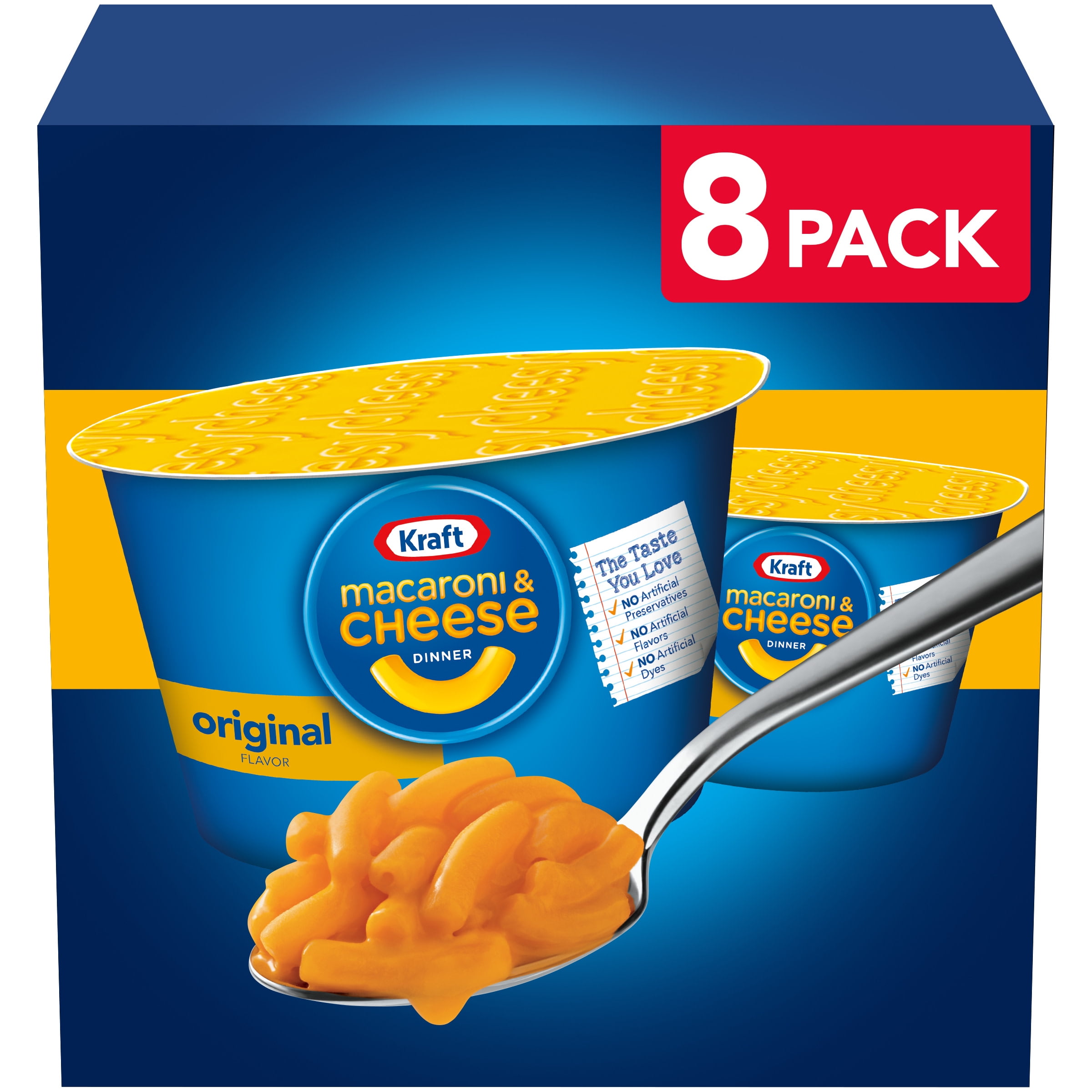 Kraft Original Mac N Cheese Macaroni and Cheese Cups Easy Microwavable Dinner, 8 ct Box, 2.05 oz Cups
