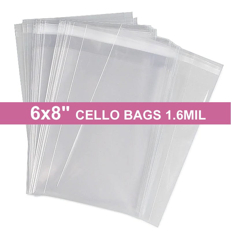 Bags Clear Resealable Self Sealing Adhesive Cello Lip & Tape Plastic Poly Bag 