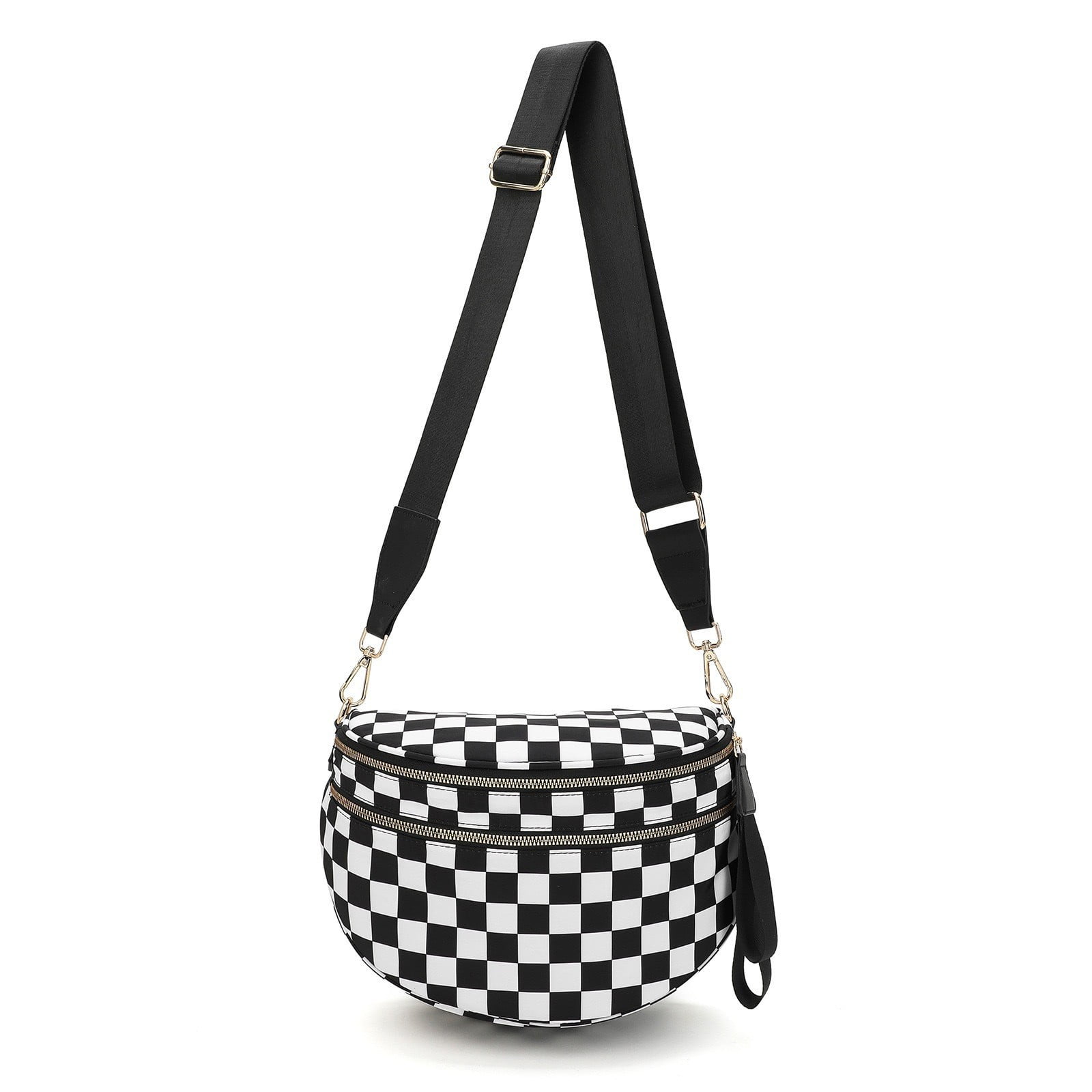Checkerboard Pattern Nylon Belt Bag for Women - Convertible Crossbody or Waist Pack