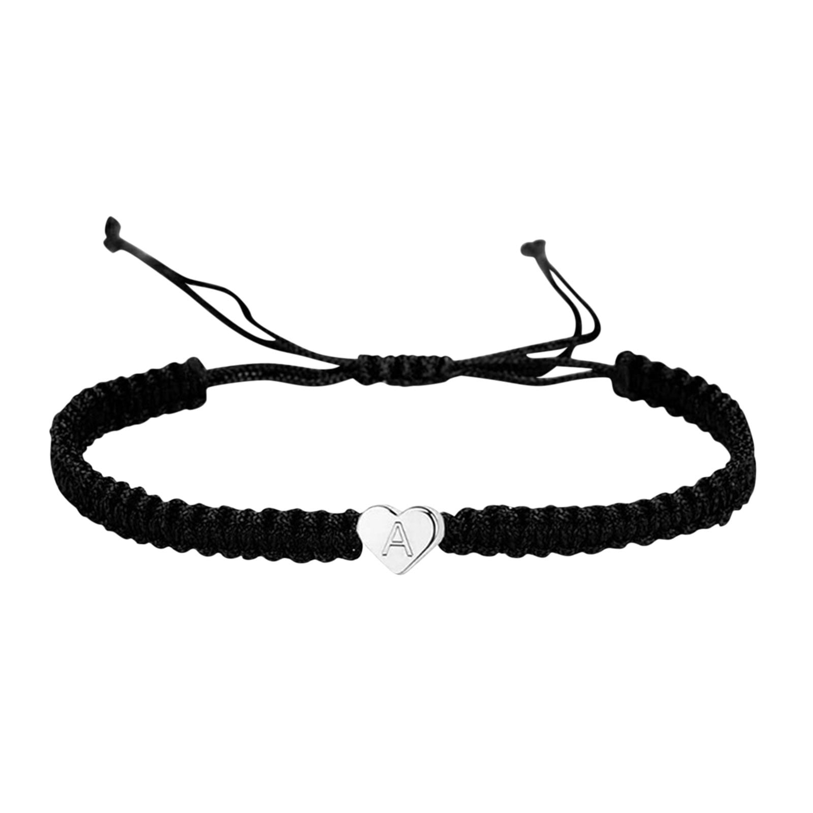 Handmade Initial Letter Bracelet For Women & Men - Adjustable Nylon Rope Bracelet With Stainless Steel Charm (Letter M) - Friendship Jewelry Gift - View #7