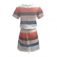 thumbnail image 4 of Jophufed Women Casual V-Neck Short Sleeve Bandage Pocket Stripe Printing Loose Tank Petite Sundresses Cute Dress, 4 of 5