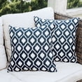 thumbnail image 4 of DecorX Weather Resistant 18x18 in Modern Moroccan Oasis Outdoor Pillow Covers, Blue and White, 2 Count, 4 of 10