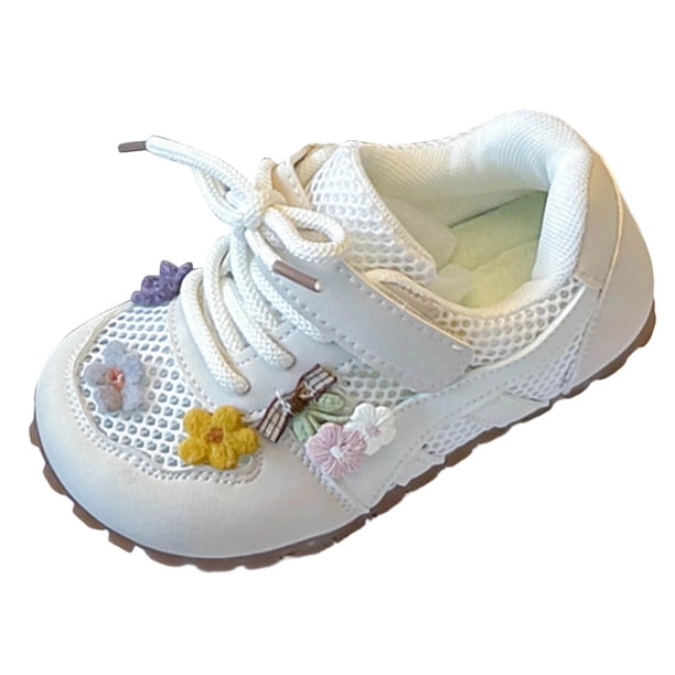 Flores de Primavera Artificiales Interior de Primavera Y Verano de Moda Versátil Desgaste Exterior Pequeña Flor Hueca Malla Dulce Zapatos Deportivos de Ocio