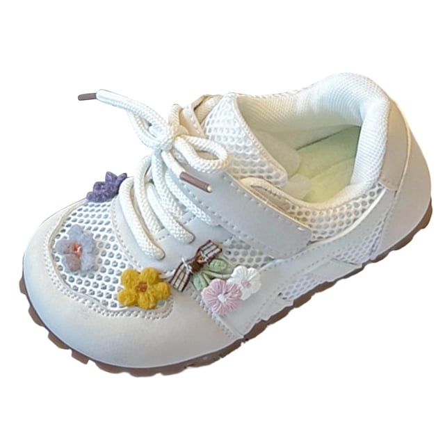 Flores de Primavera Artificiales Interior de Primavera Y Verano de Moda Versátil Desgaste Exterior Pequeña Flor Hueca Malla Dulce Zapatos Deportivos de Ocio