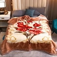 thumbnail image 6 of Fleece Blanket King Size,Heavy Korean Style Raschel Blanket for Winter,59.06x78.74in,2 Ply, Soft,Warm,Thick,Floral Printing for Fall,Winter,Bed,Home,Gifts,Burgundy Flower, 6 of 6