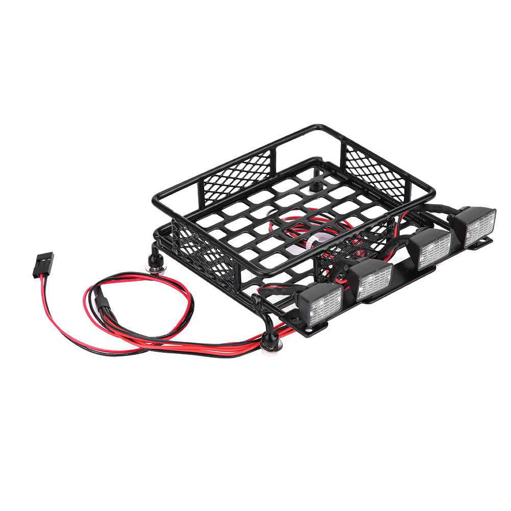 Roof Rack Luggage Carrier With Light Bar For 1/10 Rc Crawler Axial Scx10 D90 H0