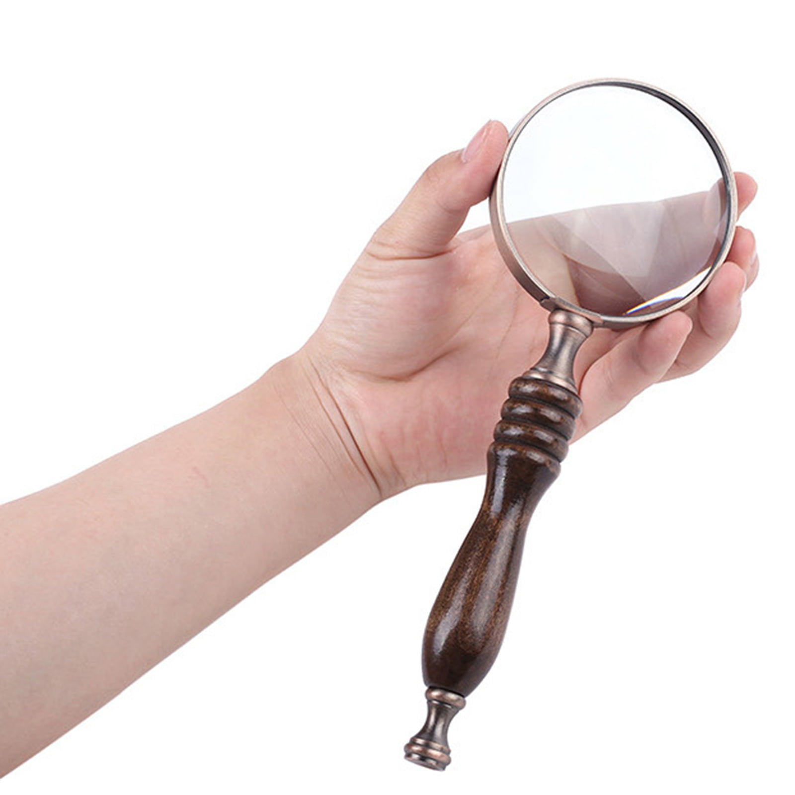 Vikakiooze 10X Antique Mahogany Handle Magnifier Reading Magnifying Glass  for Reading
