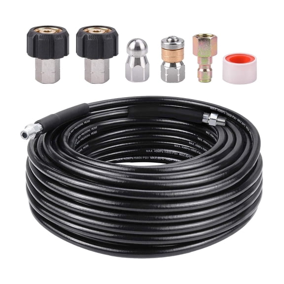 Pitycbo Sewer Jetter Kit for Pressure Washer Drain Cleaner 1/4 inch NPT Jetting Hose for