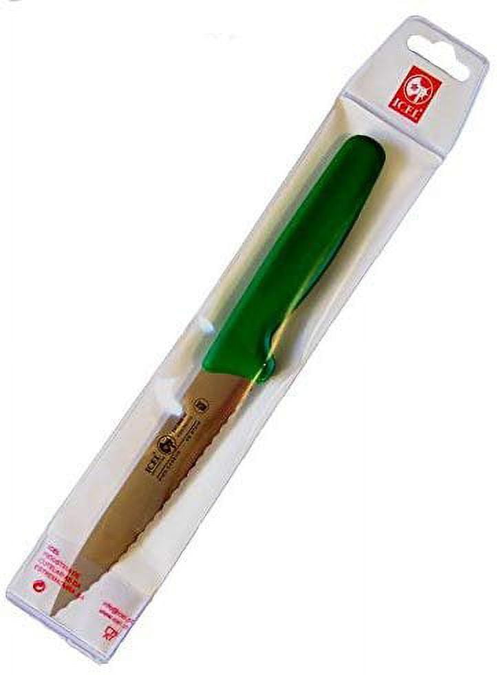 Icel Cutlery 5 1/2-inch Stiff Wide Blade Boning Knife, Extra Wide Serrated Blade, Green Handle