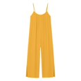 thumbnail image 6 of Women's Jumpsuit, Cotton Linen Sleeveless Overalls with Spaghetti Strap and Pocket, Casual Summer Romper and Beach Cover Up-Yellow, 6 of 6