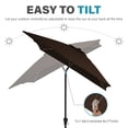 thumbnail image 2 of FUNDAZE 6.5' x 10' Rectangular Patio Umbrella w/ Crank, 8 Sturdy Ribs, Outdoor Shade for Chair Table Deck Garden Patio Poolside Balcony Backyard, Brown, 2 of 9
